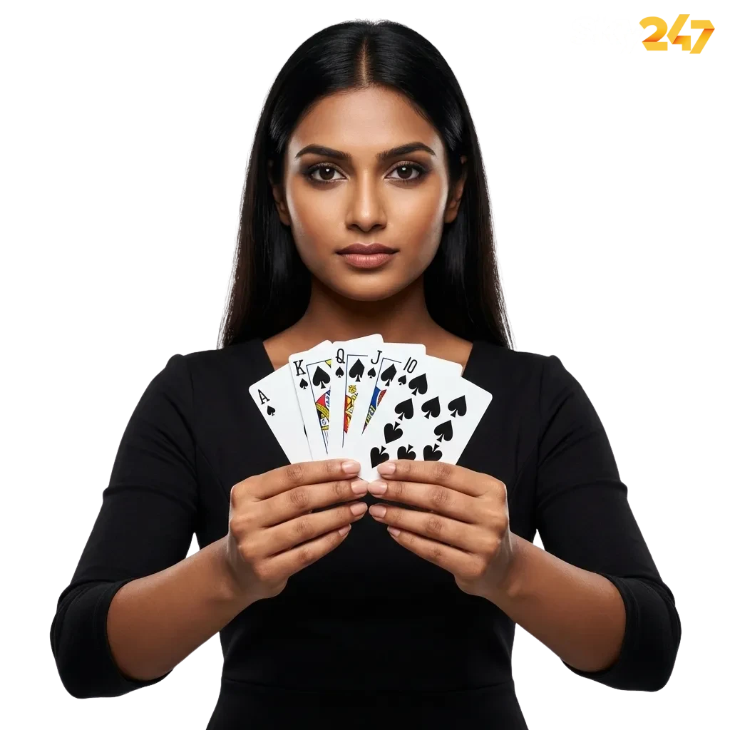 Sky247 online casino India homepage showing slots, live tables and 24% cashback offer banner