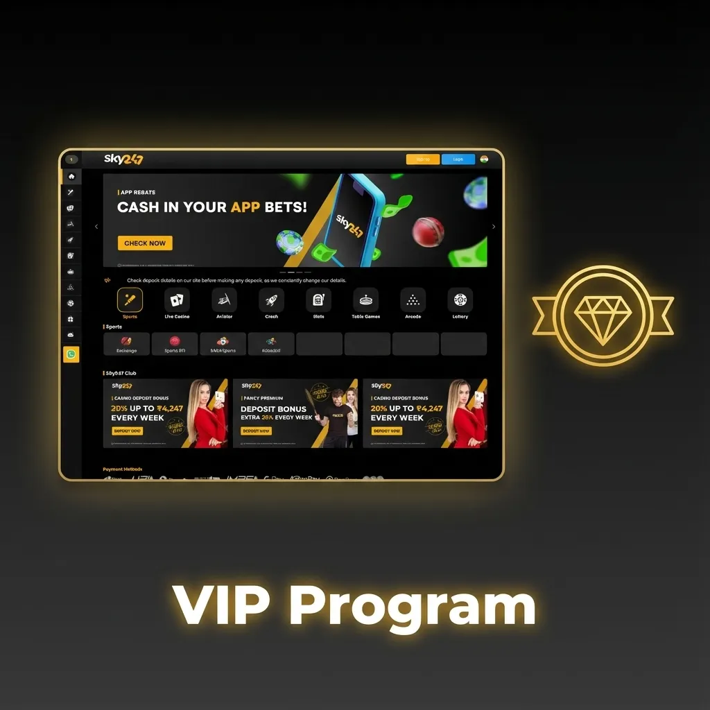 Illustration of Sky247 India VIP tiers highlighting rising cashback, faster payouts, higher limits and personalised betting rewards