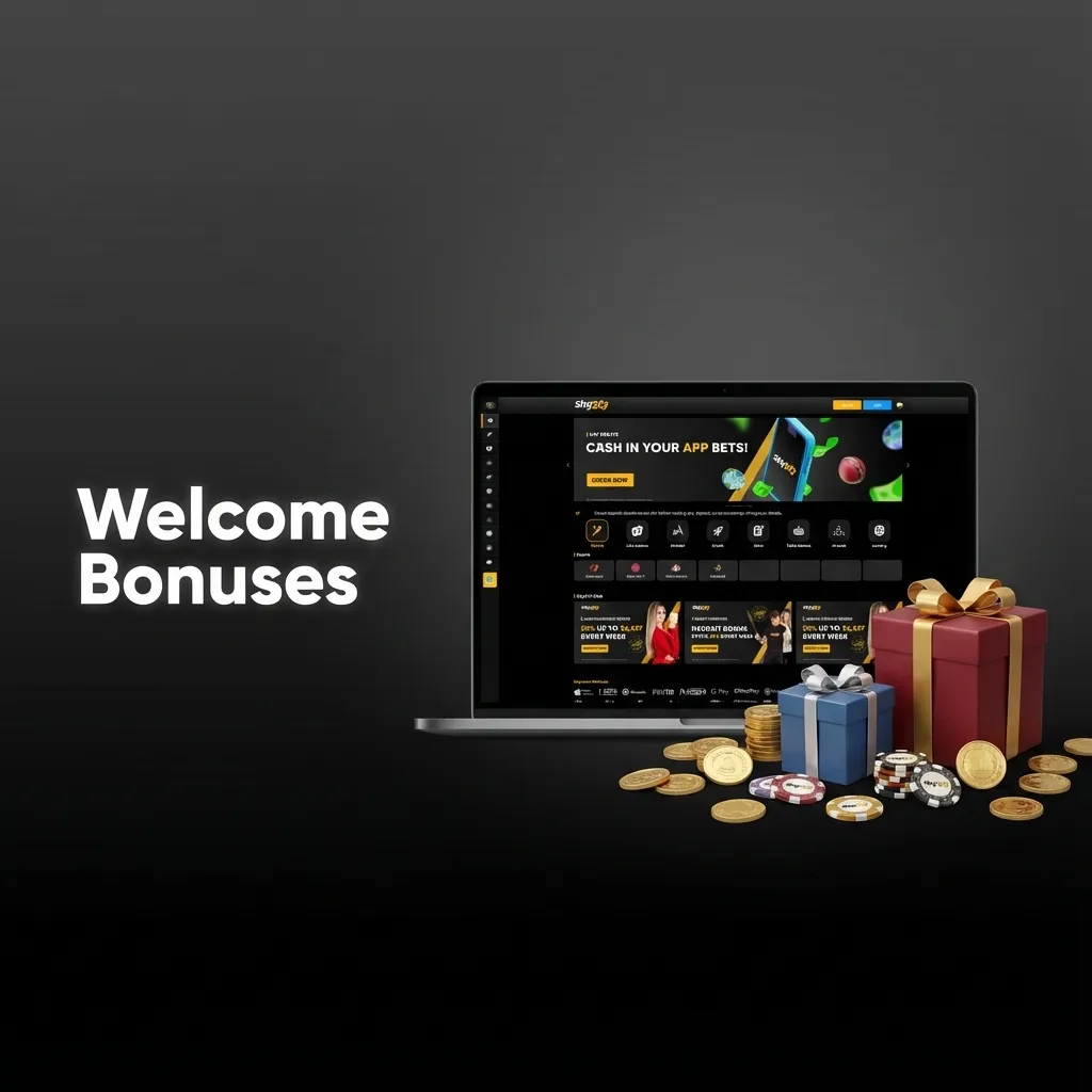 Welcome bonus chart showing 24% cashback up to ₹10,247 on casino and sports, with ₹500 minimum deposit and wagering rules