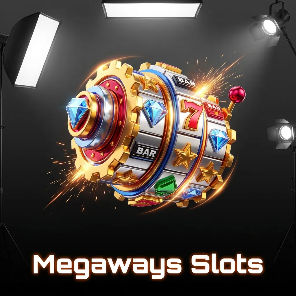Colorful Megaways slot machine interface highlighting thousands of ways to win and popular game titles on screen
