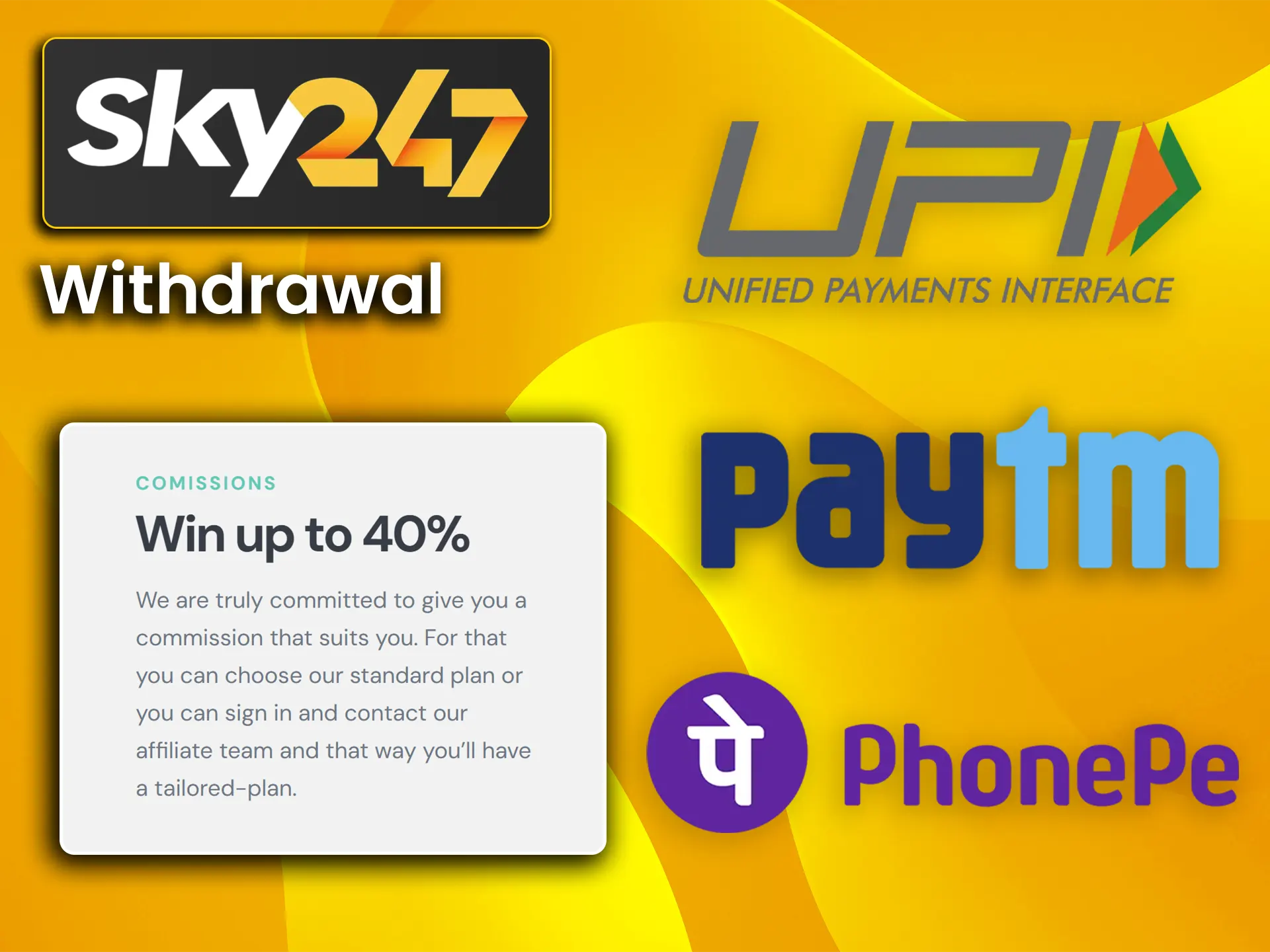 Check the available methods for Sky247 withdrawal for partners.