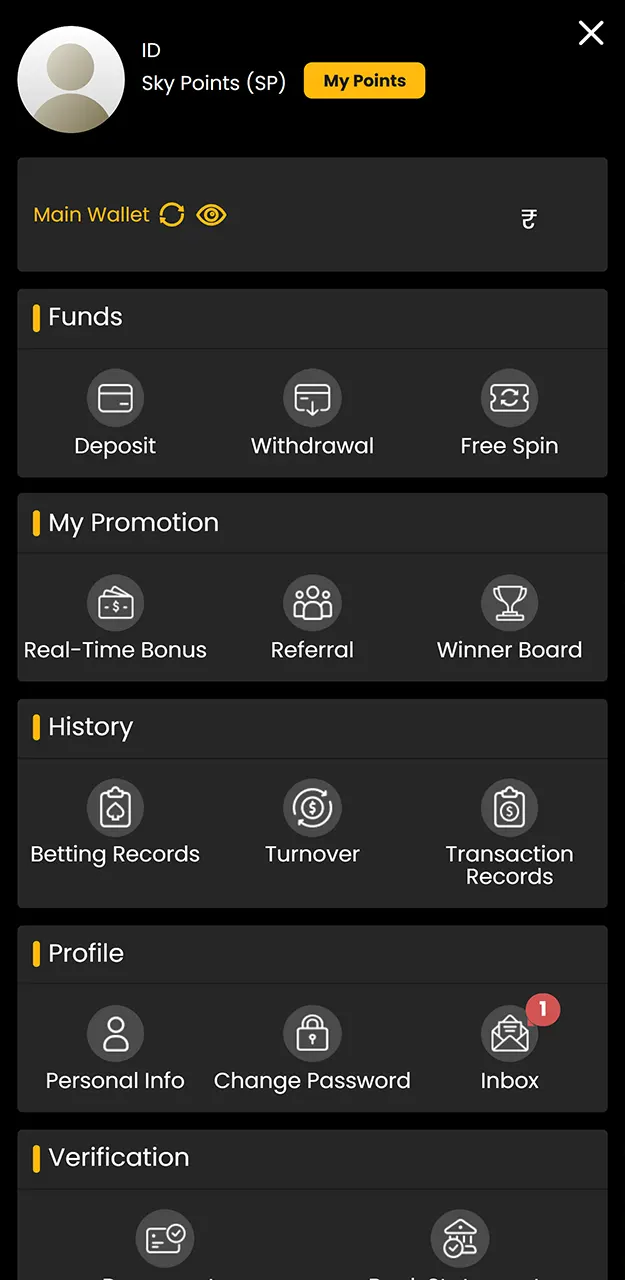 Use the transaction history tool to track the status and receive money into your account from Sky247.