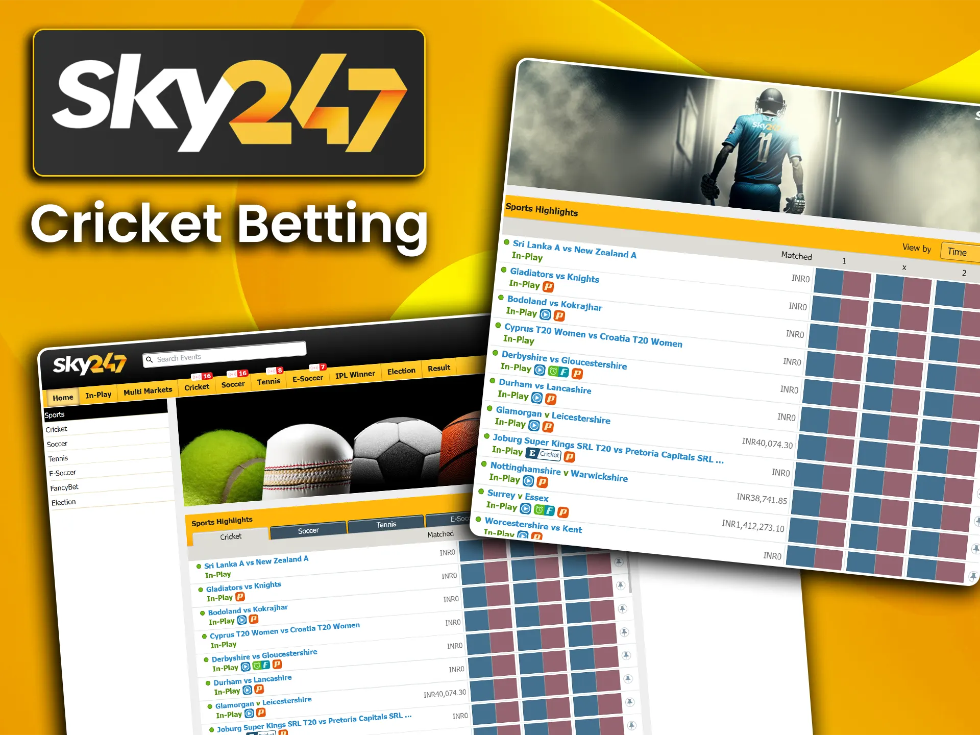 Place your bets on IPL and ICC tournaments at Sky247.