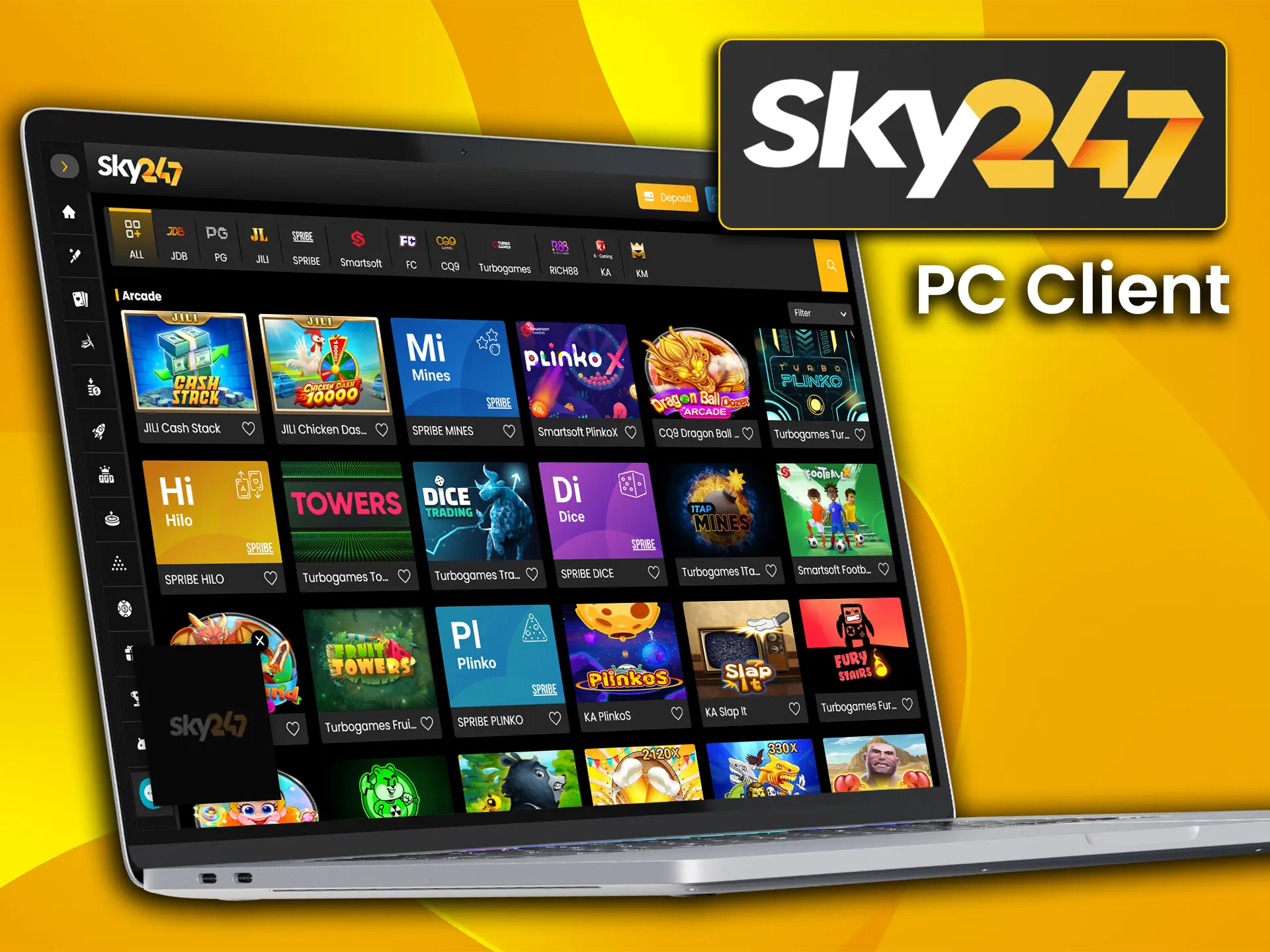 Install the Sky247 app on your PC.
