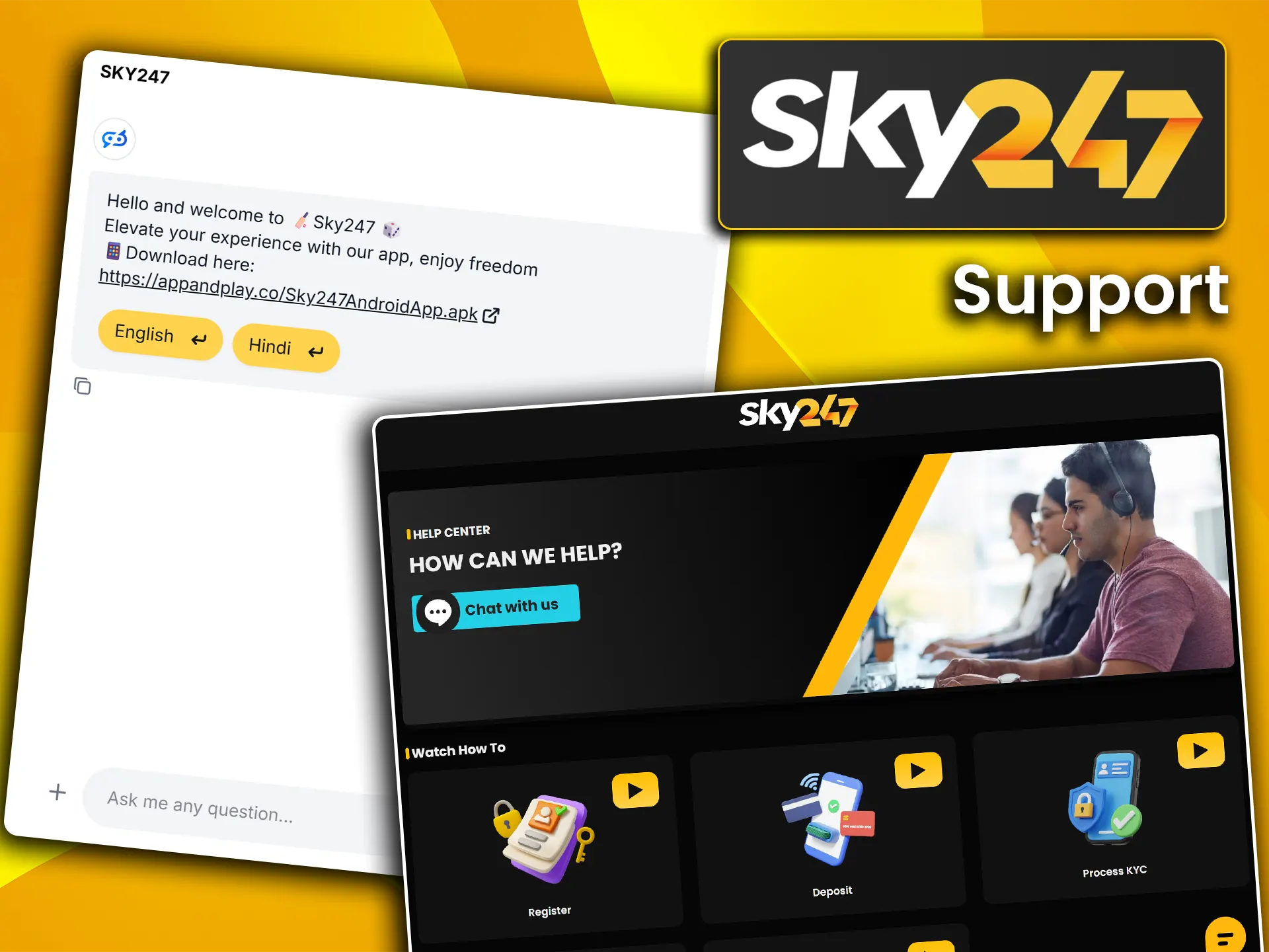 Contact technical support for assistance with installing the Sky247 app.