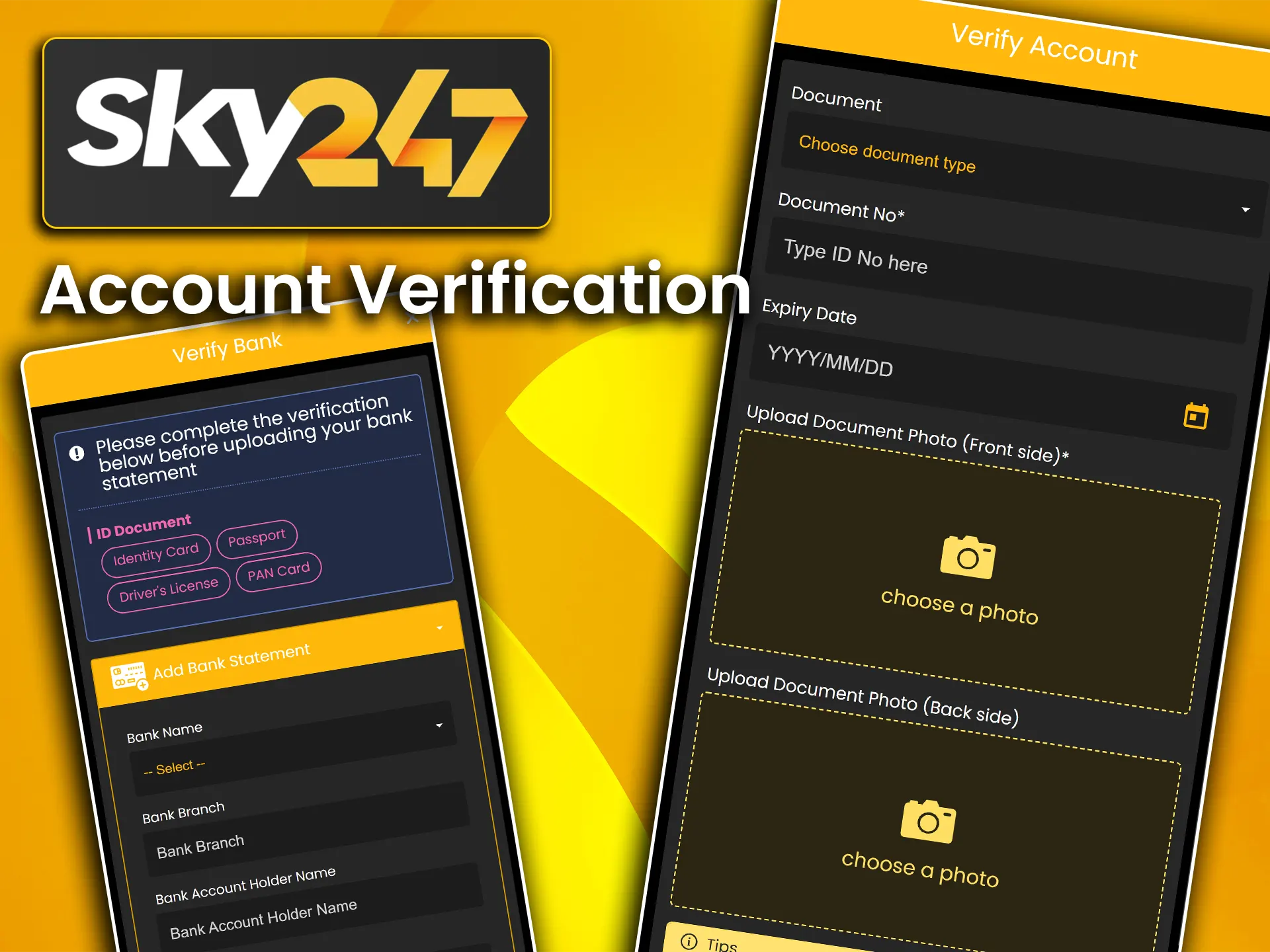 Complete the official account verification process on the Sky247 website.