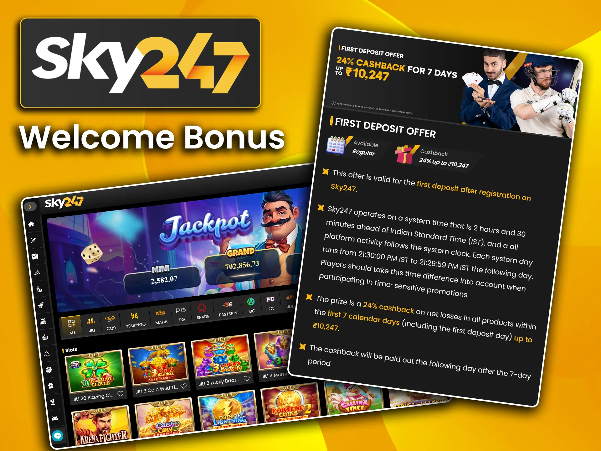 Get a special deposit bonus for slot players at Sky247.